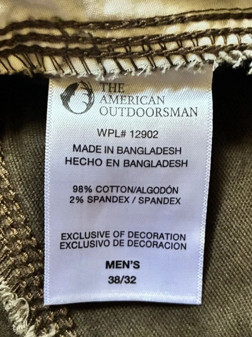 The American Outdoorsman Pants Mens 38x32 Brown Good Utility Canvas Workwear